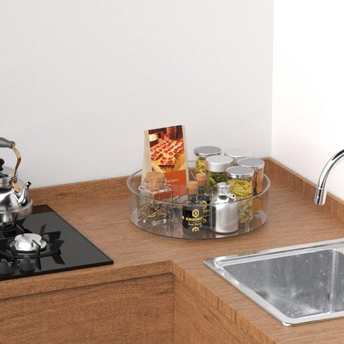 Slideep Lazy Susan Plastic Turntable, Divided Spinner for Kitchen Cabinet, Pantry, Fridge, Fully Rotating Organizer for