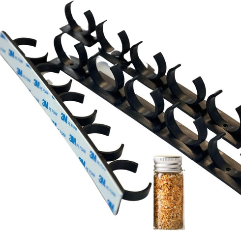 Adhesive Spice Clip Gripper Clips, Holds 15 Spice Jars, Black Spice Organizer for Pantry, Custom Fit