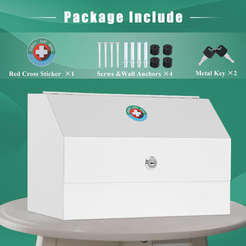 12.2 5.9 7.87 inch KYODOLED Wall Mount Medicine Lock Box, Drug Cabinet with Key, Large Capacity Secure Steel