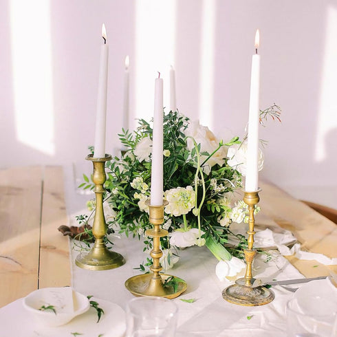 Calm Life Set 7 10 Inch of Unscented White Taper Candles, Dripless Tall Skinny Candlesticks for Home Party Table