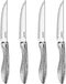 Steak Knives Set of 4, Stainless Steel Serrated Blade Flatware, Hammered Pattern Hollowed Handle, 4.5 In