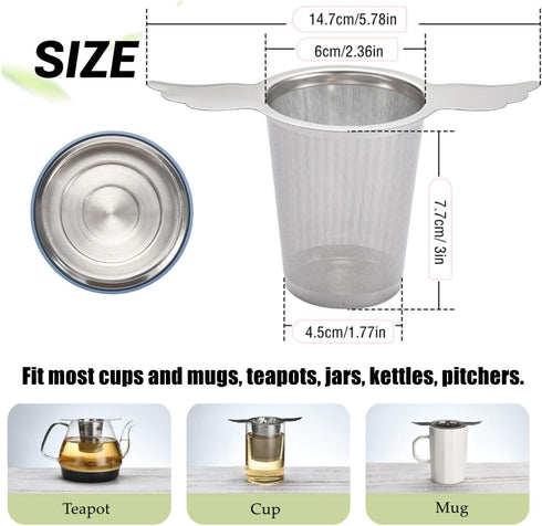 2 Pack Tea Infusers Strainers with Lid/Drip Tray for Loose Leaf Tea, 304 Stainless Steel Tea Filter