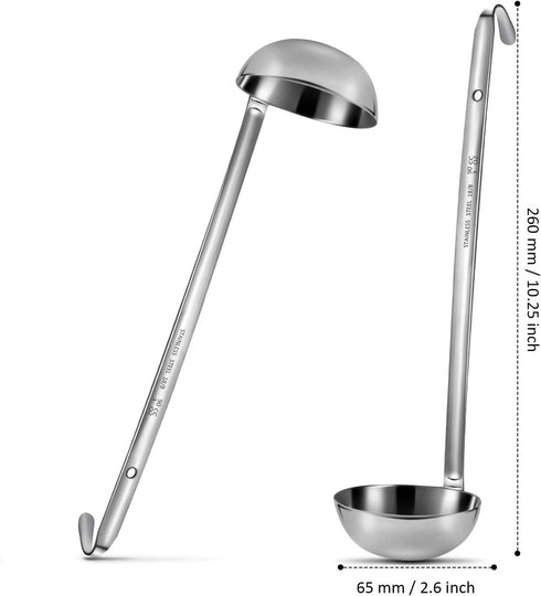 meekoo 3 Pieces Stainless Steel Ladle, Soup Handle with Pouring Rim for Cooking Soup Sauce, 3 oz