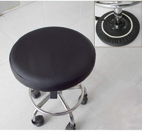 2 Pack 16.5 Inch Sigmat Waterproof PU Bar Stool Cover Anti-Slip Round Seat Cover Black