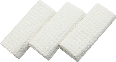 Waffle Weave Kitchen Drying Towels 3 Pack, Thick Microfiber, Absorbent, Lint Free, 16Inch x 24Inch, Beige