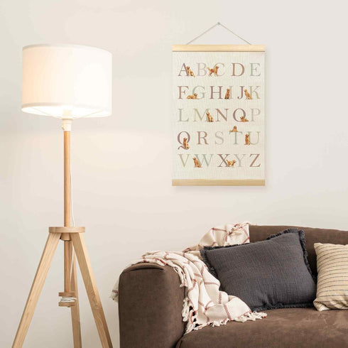 TLESKE 16x24 Golden Retriever Alphabet ABC Chart Poster Hanger Frame, Homeschool Preschool Hanging Wall Art Decor