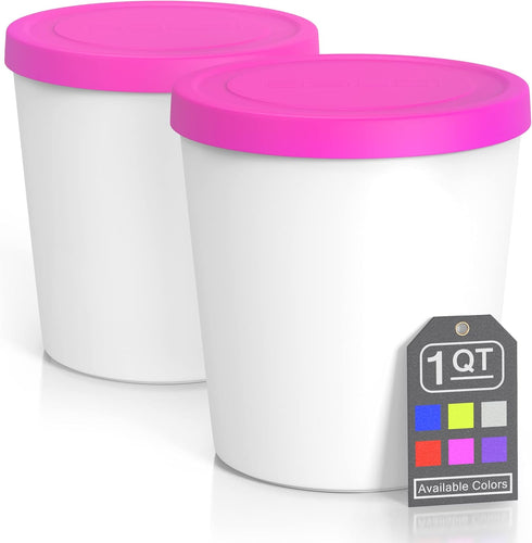 BALCI Premium Ice Cream Containers, 2 Pack - 1 Quart Each, Perfect Freezer Storage Tubs with Lids for Ice Cream
