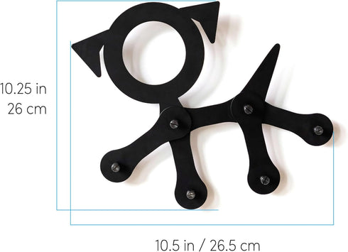 Three by Three Seattle FIT•Check! Dog Wall Rack in Black Metal, Customizable Hook Solution for Coats and Hats
