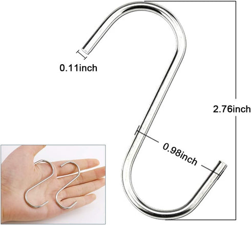 40 Pack S Hooks - Heavy Duty Stainless Steel for Hanging Pots, Pans, Plants, Towels
