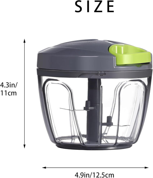 Ourokhome 650ml Manual Food Processor Vegetable Chopper, Grey for Garlic, Onion, and Herbs