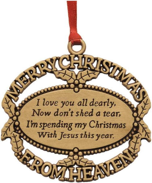 Gold Plated Keepsake Memorial Ornament with Poem, Gift Box, Christmas Tree