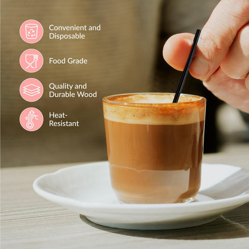 Prestee Plastic Coffee Stirrers, 2000ct, 5" Disposable Stir Stick for Drinks and Coffee, Black