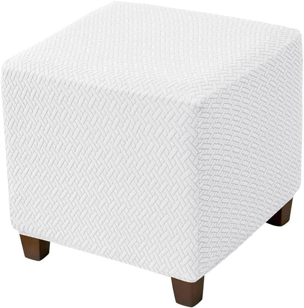 Lussenwert Ottoman Cover Square Stretch Knitted Jacquard Square Ottoman Cover Square Storage Ottoman