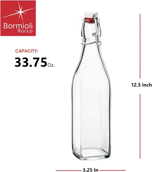 Bormioli Rocco Square Swing Bottle, 33.75 Ounce
