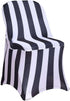 2" 160GSM Efavormart Black & White Striped Spandex Stretch Fitted Folding Chair Cover with Foot Pockets - Premium