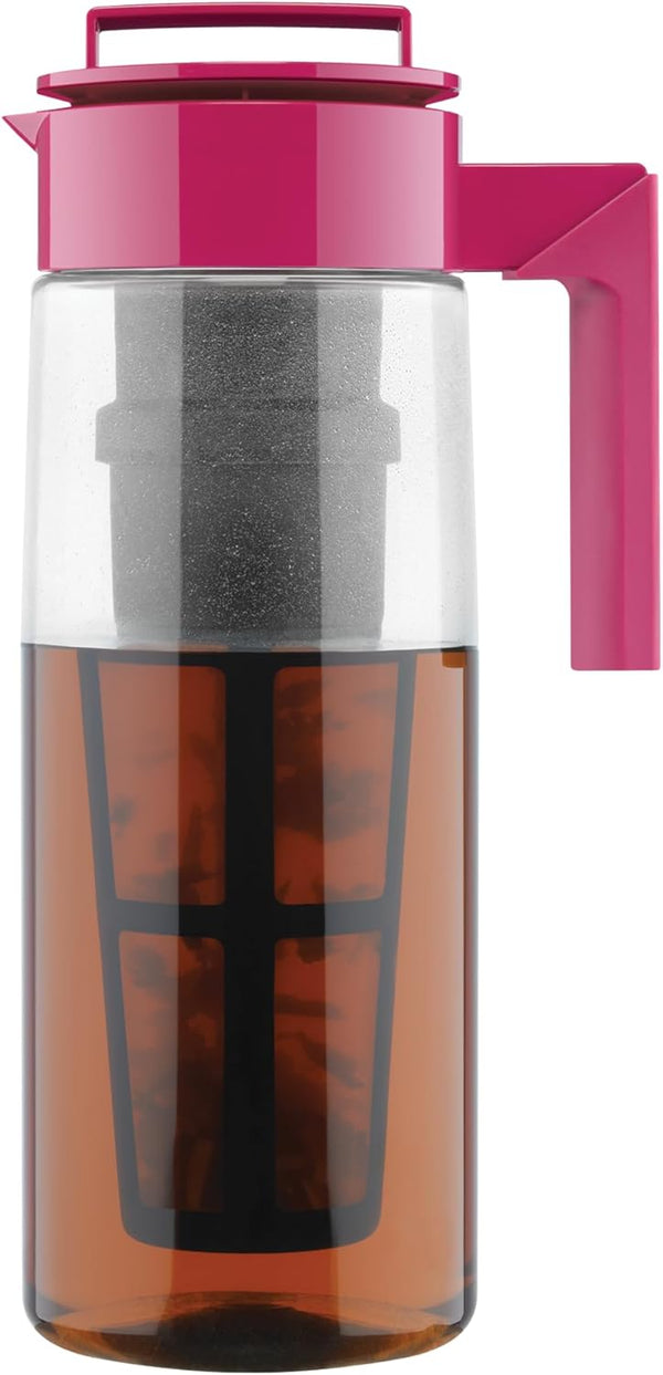 Takeya 2 Quart Flash Chill Iced Tea Maker, Airtight & Durable Jug, Raspberry