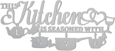 Metal Kitchen Wall Decor, This Kitchen is Seasoned with Love Sign, Rustic Iron Letters for Kitchen Farmhouse