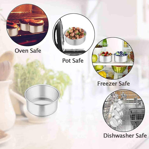 TeamFar 4 Inch Cake Pan, 4 Pcs Mini Cake Pan Round Tier Baking Tins Set, Stainless Steel, Healthy & Sturdy
