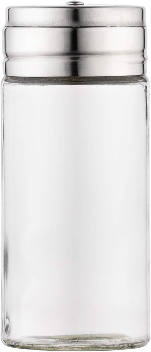 Fox Run 5167 Glass Spice Jar with Stainless Steel Shaker Lid, 6 Ounce Clear Container for Seasonings, 1 Count