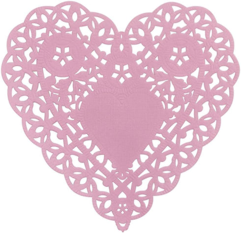 Hygloss Heart Doilies - 100 Pcs - 6-Inch Pink Paper Heart Shaped Doilies for Valentine Crafts