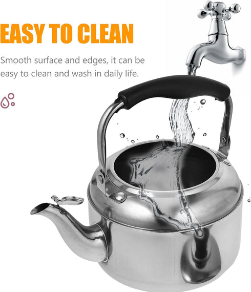 Alipis Stovetop Tea Kettle, 1.5L Stainless Steel Whistling Water Kettle with Cool Handle for Home, Kitchen, Cafe