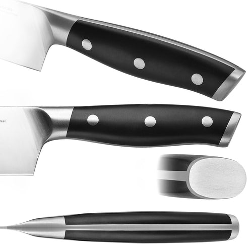 Klaus Meyer Stahl High Carbon Exclusive German Steel Utility Knife, 6 Inch Serrated (Black)