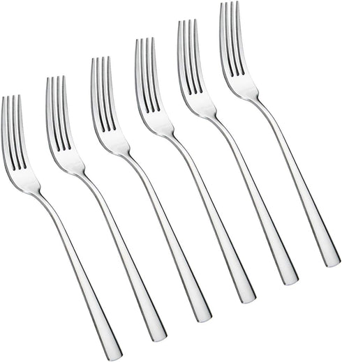faderic Dinner Forks Set of 6, Stainless Steel Table Forks, 8-Inch, Silver, Square Handle