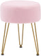 WROCFURSTAR Vanity Stool, Teddy Velvet Ottoman Foot Stool, Dressing Table Seat with Metal