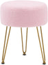 WROCFURSTAR Vanity Stool, Teddy Velvet Ottoman Foot Stool, Dressing Table Seat with Metal