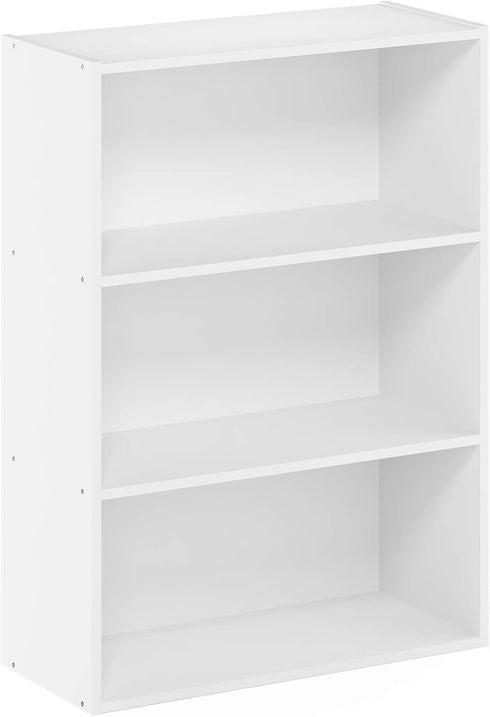 Furinno Pasir 3-Tier Open Shelf Bookcase, Plain White, Modern Storage Solution