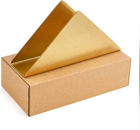 Gold Stainless Steel Napkin Holder, Modern Triangle Cocktail Napkin Dispenser Organizer for Kitchen Countertops and