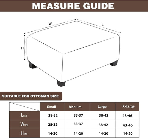 NeColorLife Square Ottoman Cover Waterproof Ottoman Slipcover Thick Storage Footrest Stool Covers Furniture Protector