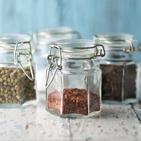 30 Pack 3.5oz TOPZEA Hexagon Glass Jars with Airtight Lid, Clear Spice Jar, Herb Storage Containers Food jars
