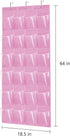 Over The Door Shoe Organizer - Space Saving Shoe Rack for Closet Door with 24 Pockets and Hook, Shoe Holder Back of Door Organizers for Shoes, Hanging Shoe Organizer (Pink) by Bofoho