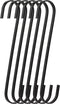 6-Pack 8 Inch Black Chrome Finish Steel Hanging Flat Hooks, Heavy-Duty S Hooks for Kitchenware, Gardening Tools