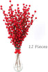 12 Larksilk Red Holly Berry Stem Picks Artificial Christmas Decorative Branches for Wreaths, Vases & Holiday Decor