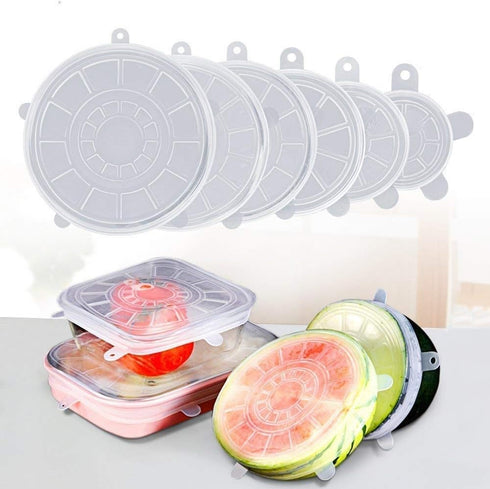Pack of 12 Silicone Stretch Lids, BPA-Free Round and Square Food Covers, Microwave and Dishwasher Safe - White
