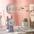 Mini Handheld Fan with Night Light - Cartoon Portable USB Rechargeable Folding Fan for Kids Study Desk (Pink)