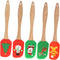 5pcs Cream Spatula Set, Wooden Handles Silicone Baking Sheet for Christmas Cake Decorating, Wear-resistant Tool.