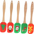 5pcs Cream Spatula Set, Wooden Handles Silicone Baking Sheet for Christmas Cake Decorating, Wear-resistant Tool.