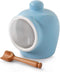 Wm Bartleet & Sons Traditional Porcelain Small Salt Pig, Blue, with Wooden Salt Serving Spoon