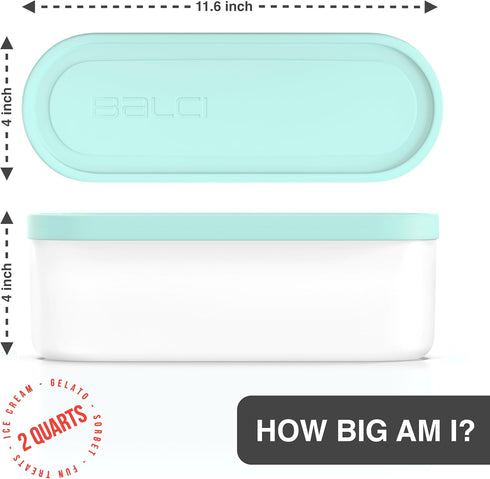 2 Frozen BALCI - Ice Cream Container - Quart - Perfect Reusable Freezer Storage for Homemade Ice Cream Tubs for Sorbet