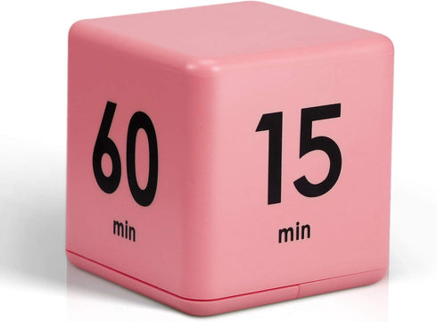 Weewooday Cube Timer Productivity Flip Timer for ADHD, 15 20 30 60 Minutes Countdown Learning Management (Pink)