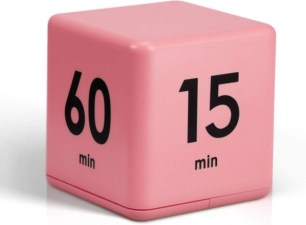 Weewooday Cube Timer Productivity Flip Timer for ADHD, 15 20 30 60 Minutes Countdown Learning Management (Pink)