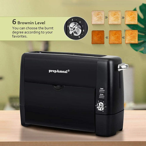 Long Slot Toaster 2 Slice with 6 Shade Settings, Extra Wide Slots, Removable Crumb Tray, for Bagels, Waffles, Snacks