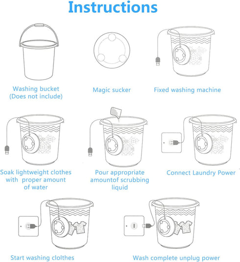 WAQIA Mini Washing Machine - Portable Ultrasonic Turbine Washer with USB for Travel, Business Trip, or College Rooms