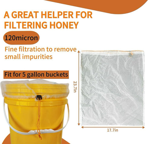 SPMKTQK 4 5 Honey Strainer, Pcs Honey Filter Bag Ultra-Fine Mesh Strainer with Adjustable Drawstring, Beginner Honey