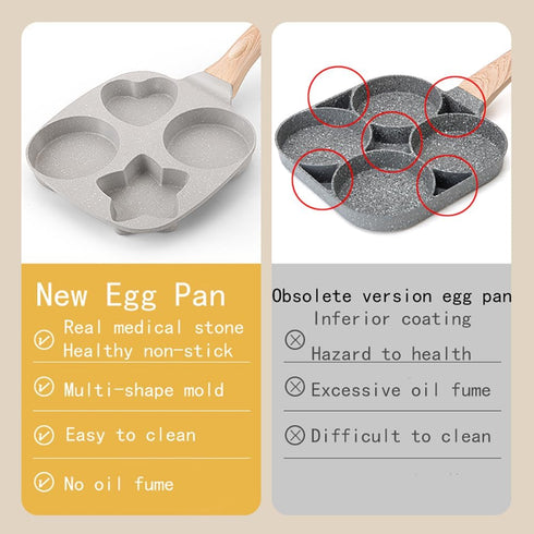 4 Cups Egg Pans, Omelette Pan Nonstick, Easy Clean Crepe Pan Egg Mold for Breakfast Sandwiches, 9*1.77*9in, XY20008