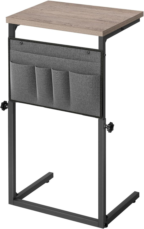 HOOBRO C Shaped End Table, Adjustable Height Side Table for Sofa, Couch
