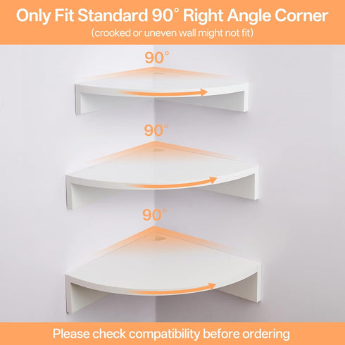 3 3 Pack Floating Corner Shelves, Tier Corner Shelf Wall Mount with Wire Hole Corner Display Wall Shelf for Bathroom